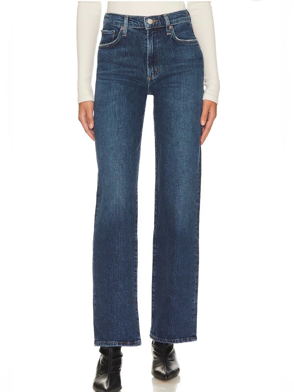 AGOLDE Harper Mid Rise Relaxed Straight Denim Jeans Tempo Medium Wash 29 Waist
